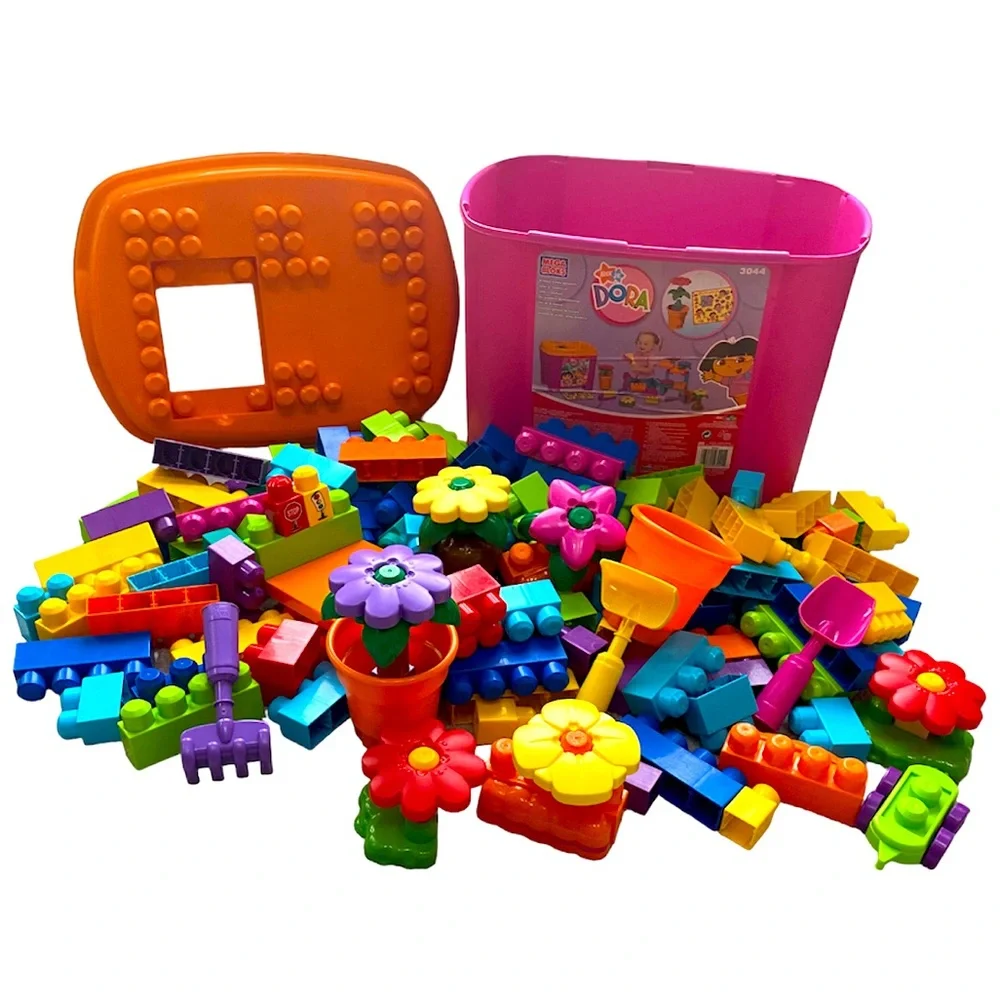 Dora Mega Blocks Tote Buildable Garden Large 140+ Pc Set Legos Y2K Vintage Toys